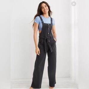 Aerie Skater Pant Overalls Raw Hem in Smoked Grey Size Small NwT